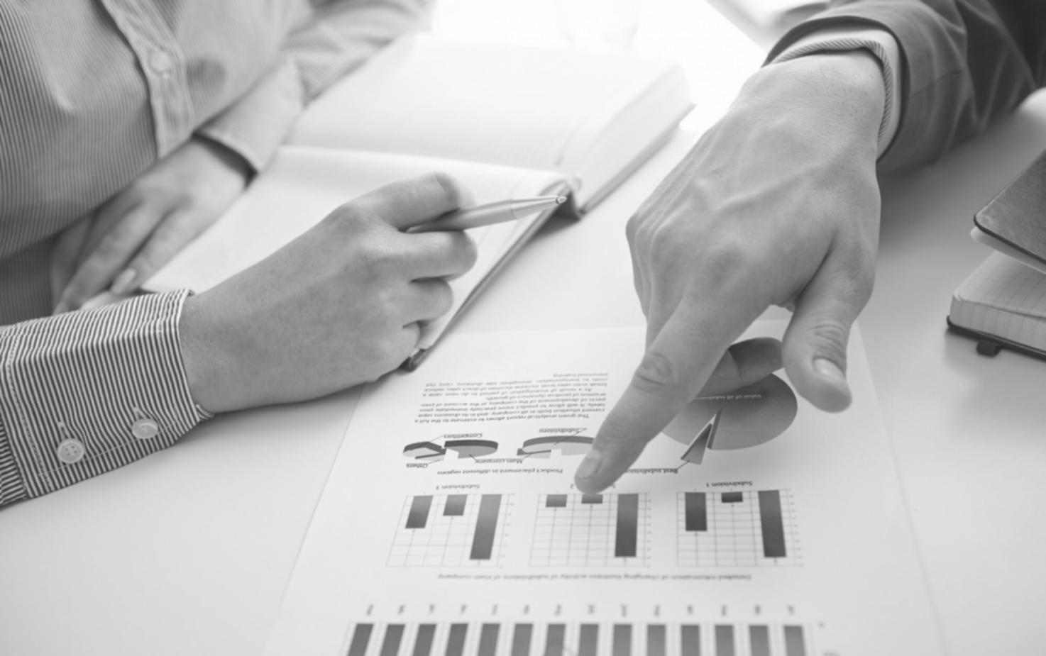 Team bei der Analyse von Finanzdaten und Wachstumsstrategien